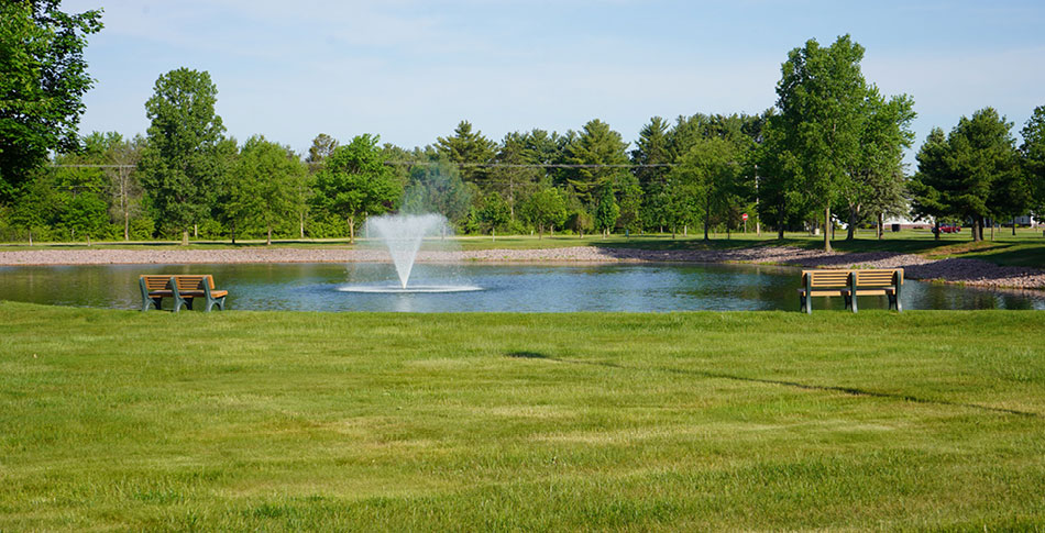 The pond on Mid-State's Wisconsin Rapids Campus.