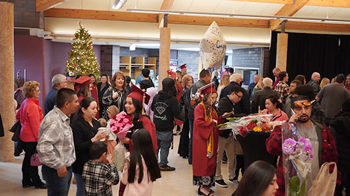 Mid-State’s fall graduates celebrate with friends and family after receiving their diplomas at the College’s commencement ceremony on the Wisconsin Rapids Campus, Dec. 9, 2023.