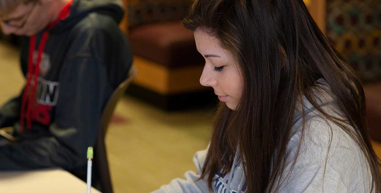 Girl taking a test