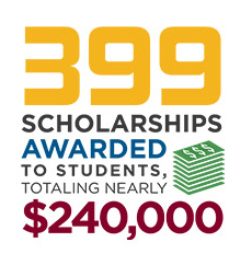 399 scholarships awarded to students, totaling nearly $240,000.