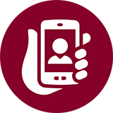 Icon of a student holding a cellphone.