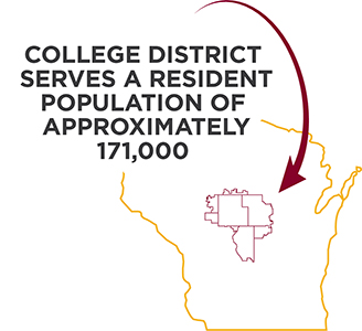College district serves a resident population of approximately 171,000