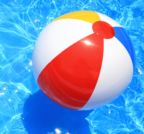 Beach ball floating on water