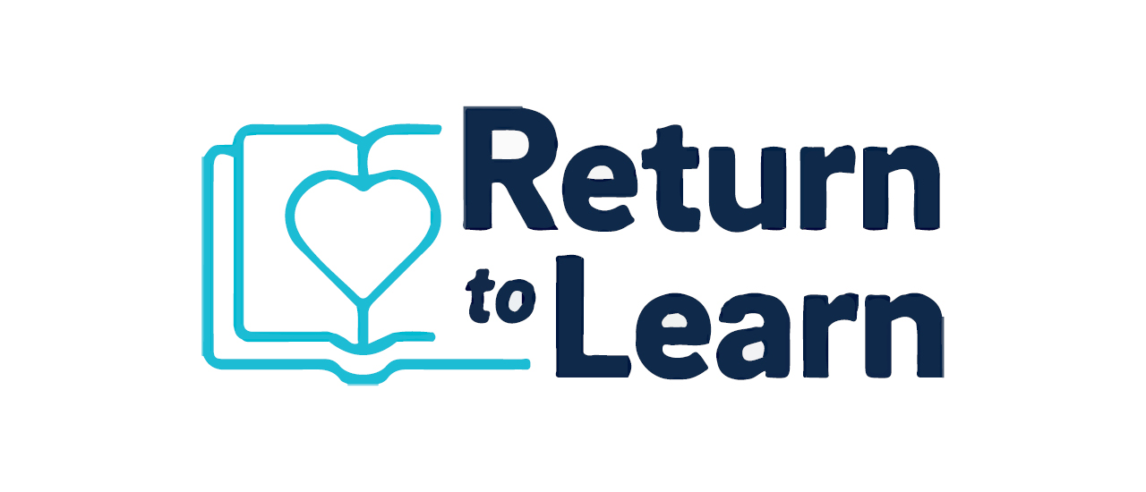 Book with the words Return to Learn next to it