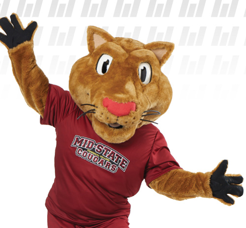 Mid-State Mascot Grit with paws in air