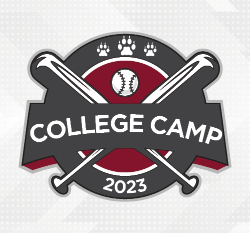 College Camp 2023 baseball-themed logo