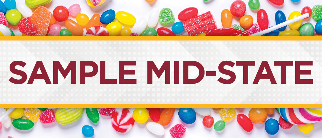 Sample Mid-State: a close up shot of assorted candy laying on a white table