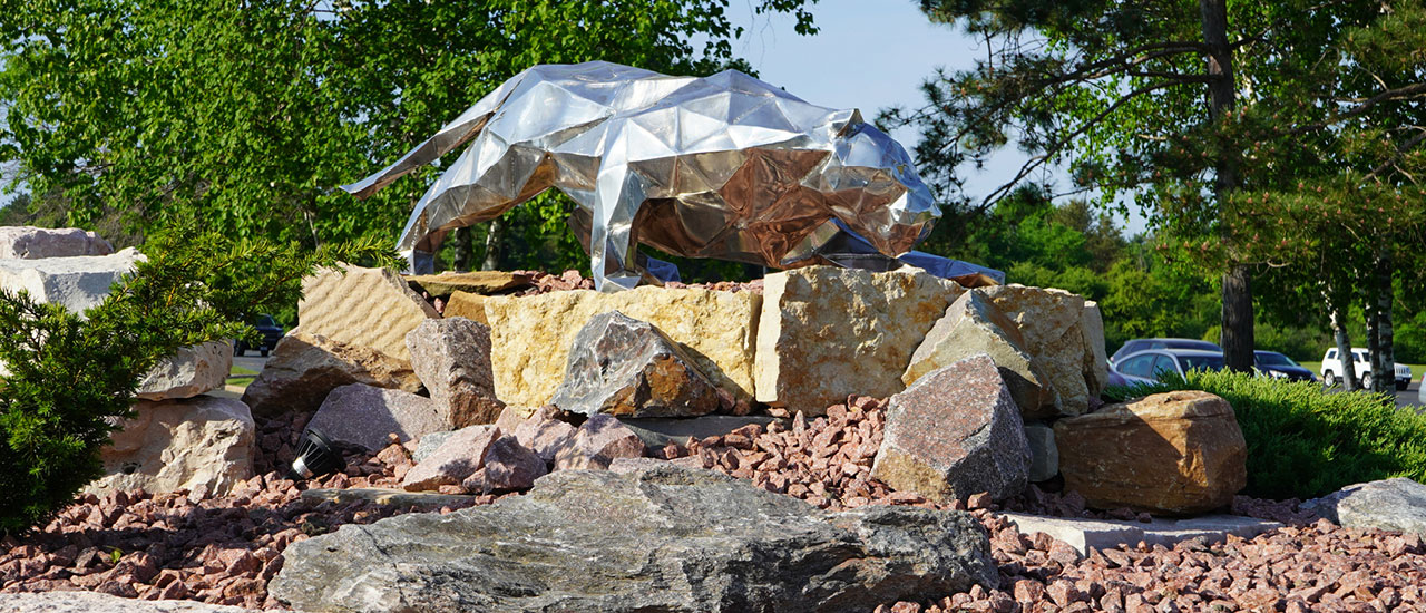 Welded Cougar statue on Mid-State's Wisconsin Rapids Campus.