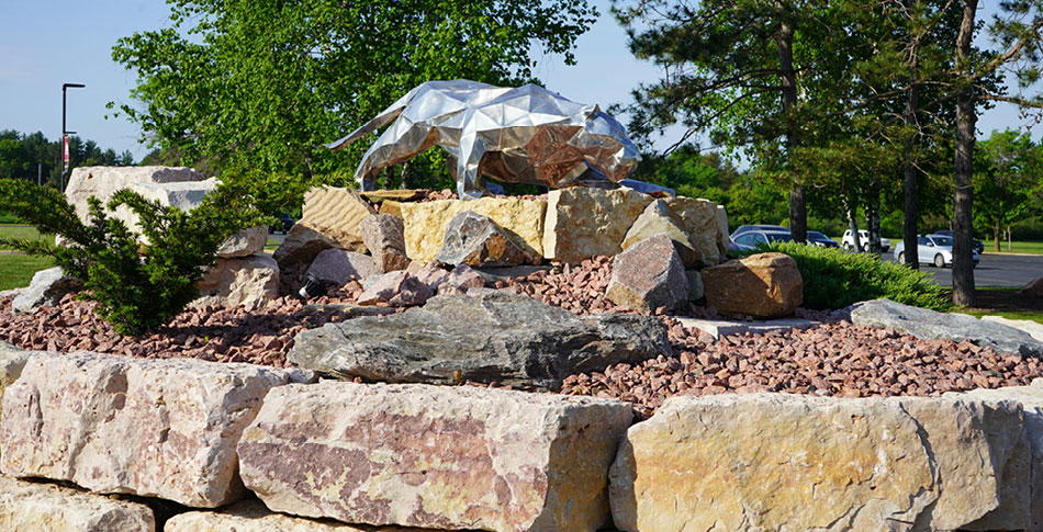 Welded Cougar statue on Mid-State's Wisconsin Rapids Campus.