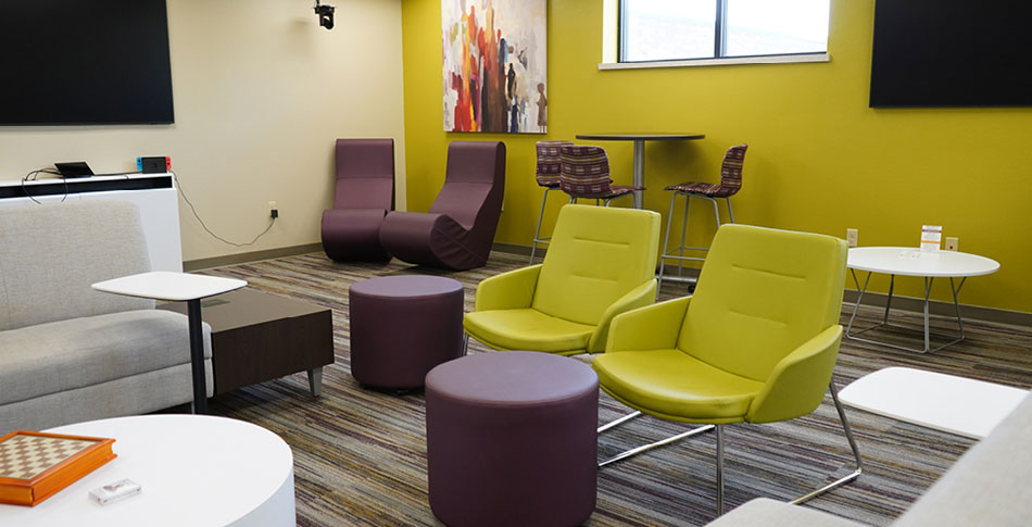 Mid-State's Cougar Cave student life space on the Wisconsin Rapids campus.