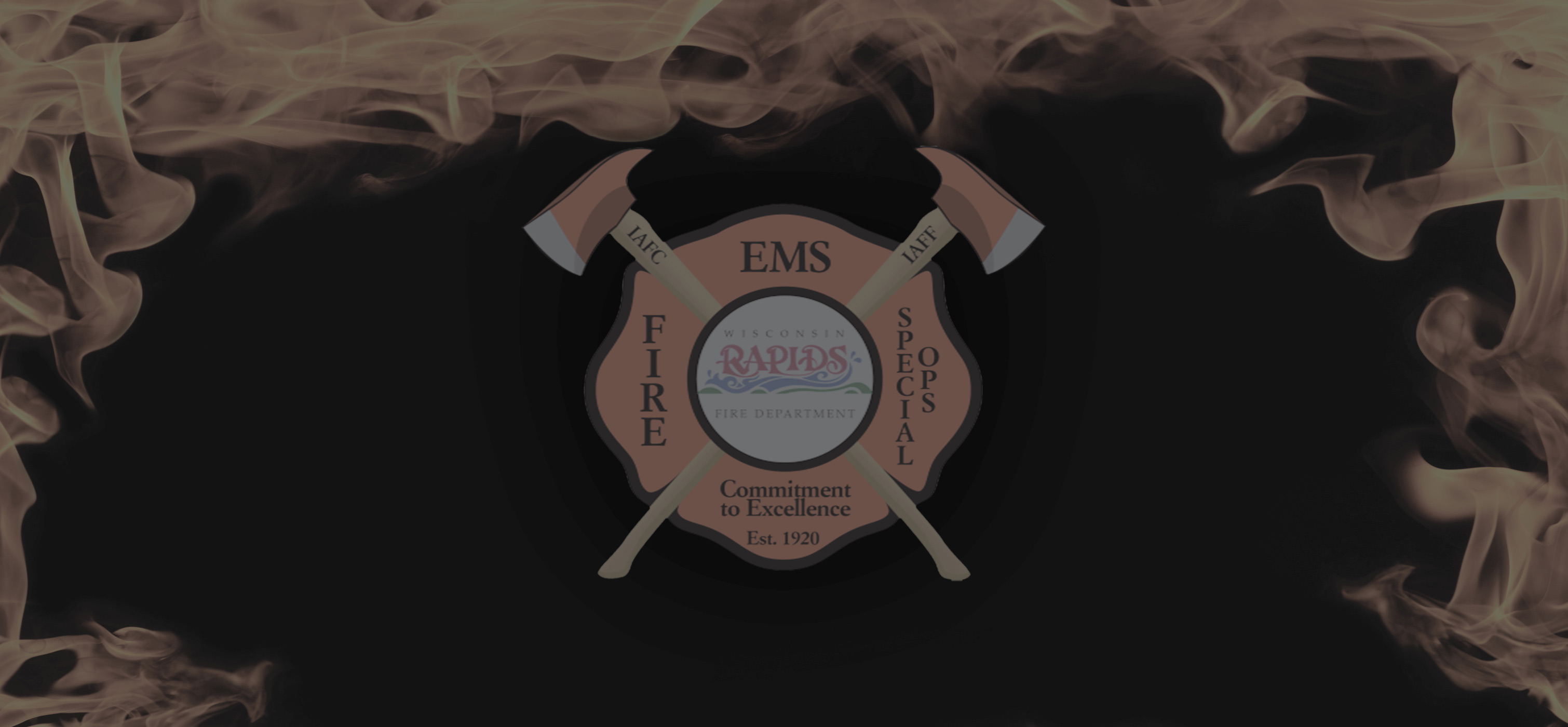 wisconsin rapids fire department logo surrounded by flames