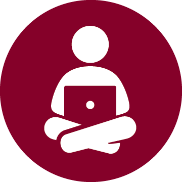 Icon of a person sitting with a laptop on their lap