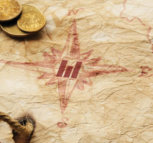 Mid-State logo on a treasure map with coins piled in the corner
