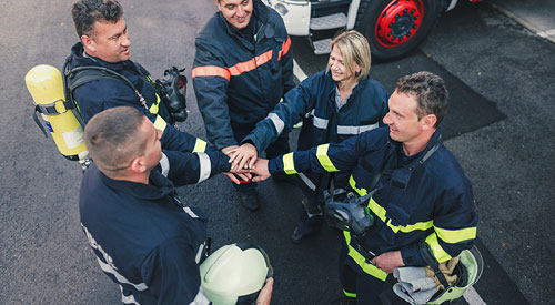 EMS Technicians standing in a group