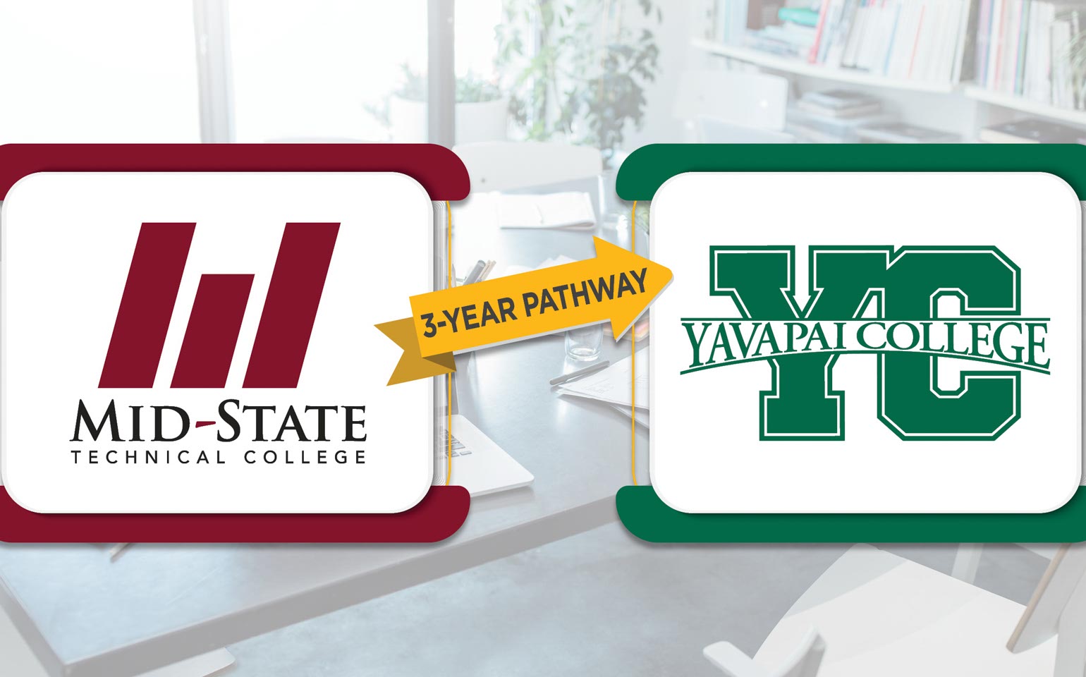 Mid-State Technical College and Yavapai College partnership logo.