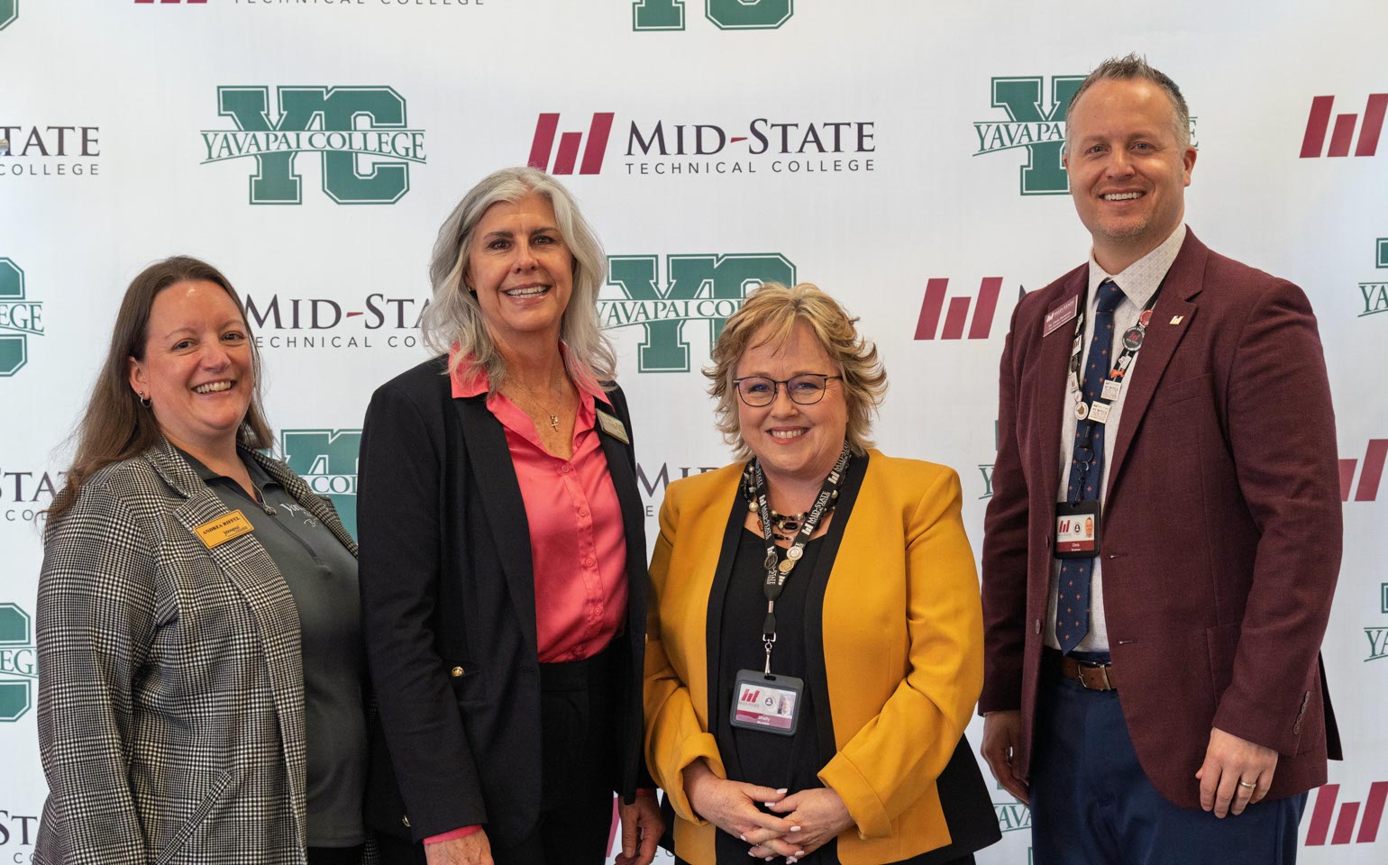From left: Andrea Riffel, Yavapai College Director of Retention Advising, Dr. Lauri Dreher, Yavapai College Associate Dean of Articulation and Academic Partnerships; Dr. Shelly Mondeik, Mid-State Technical College President; Dr. Chris Severson, Mid-State Technical College Vice President of Academics.