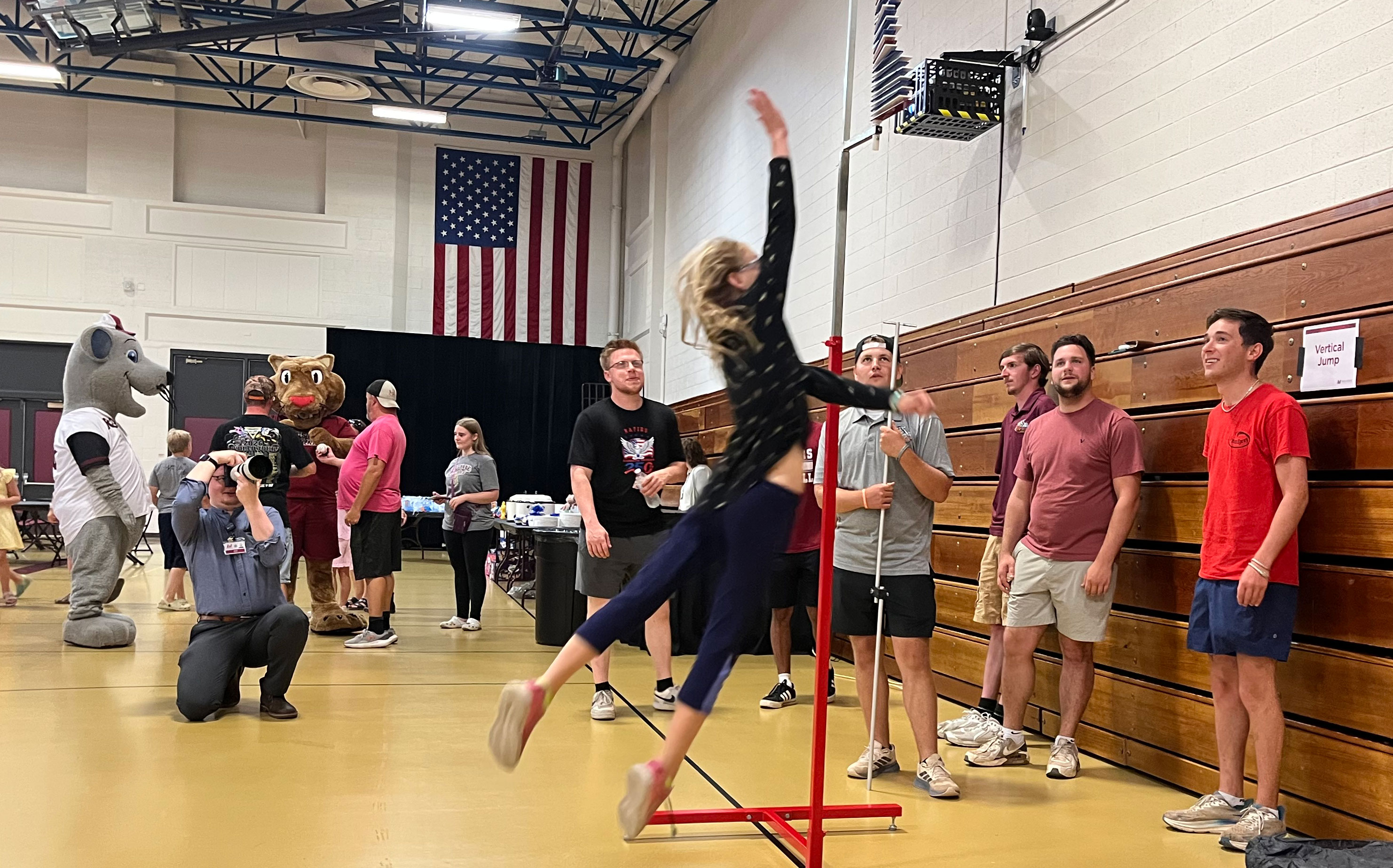 Coco Joren launched in the air while competing in the vertical jump.