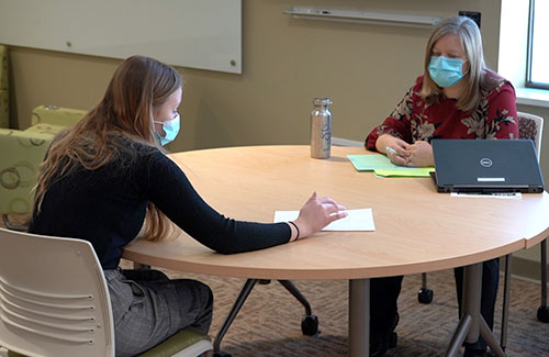 A local DECA student participates in a judged interactive scenario at this year’s District 2 competition, held on the Wisconsin Rapids Campus of Mid-State Technical College.