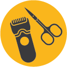 Icon of a hair trimmer and scissors