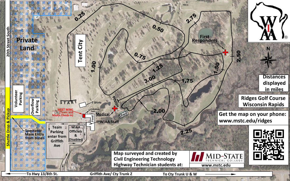 Screenshot of the GPS map of The Ridges race course to be used at WIAA State Cross Country Meet on November 2.