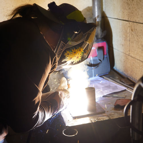 A local high school student participates in the hands-on weld test portion of the SkillsUSA Welding Challenge at Mid-State Technical College’s Wisconsin Rapids Campus on Oct. 20.