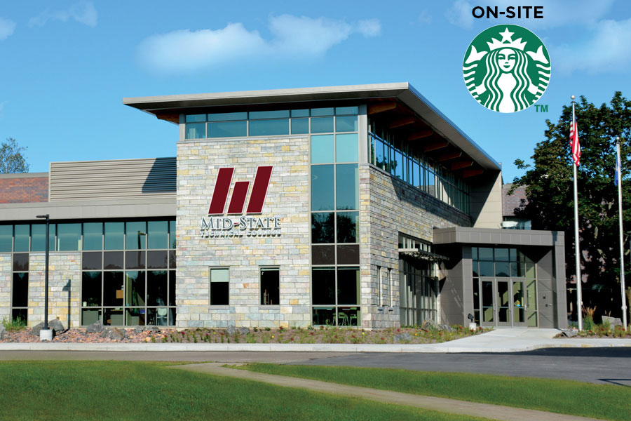 Wisconsin Rapids Campus. Starbucks logo with the words "on-site"