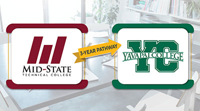 Mid-State Technical College and Yavapai College partnership logo.
