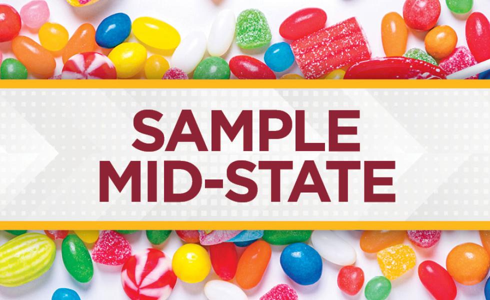 Sample Mid-State with assorted candy in the background.
