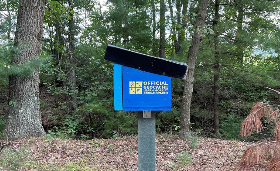 One of the 11 geocaches located on Mid-State Technical College’s Wisconsin Rapids Campus. The College maintains 27 total geocaches across its four campuses and is hosting an “event geocache” on Aug. 29.