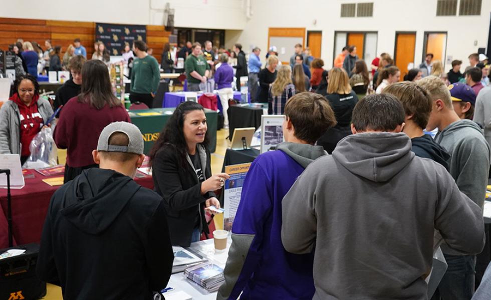 Post-secondary resource representatives and attendees at the 2022 Wisconsin Education Fair on Mid-State Technical College’s Wisconsin Rapids Campus.