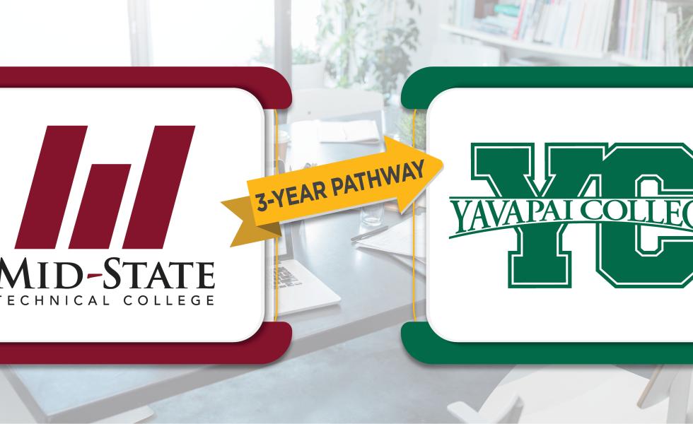 Mid-State Technical College and Yavapai College partnership logo.