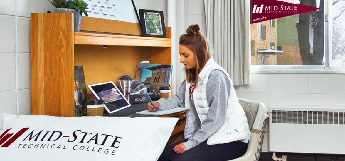 The rooms available to Mid-State students as a result of the housing partnership include beds, bureaus, closets and desks for two students. A meal plan is also included in the cost. 