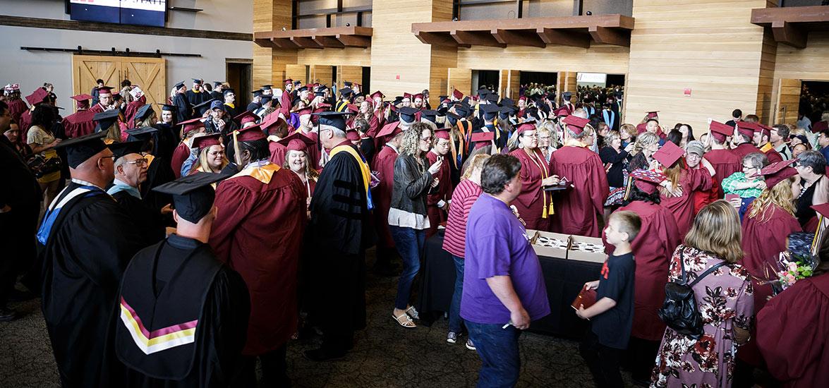 Mid-State Technical College’s spring 2019 graduates mingle with family, friends and Mid-State faculty and staff after receiving their diplomas in the College’s May 19 commencement ceremony at SentryWorld in Stevens Point, which drew over 2,000 attendees.