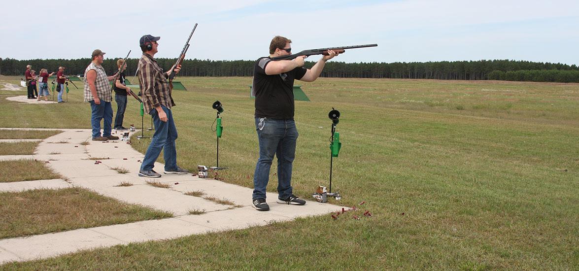 •	Competitors taking aim during Mid-State Technical College’s annual Trapshoot Fundraiser last September at the Wisconsin Trapshooting Association in Nekoosa