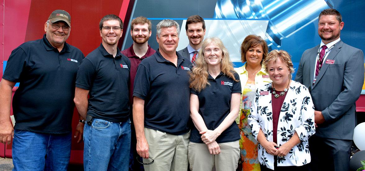 Land donor Wayne Bushman and financial donor Hastreiter Industries show support for Mid-State’s Advanced Manufacturing, Engineering Technology, and Apprenticeship Center project during the campaign launch with College leaders. Pictured, from left: Wayne Bushman, Keegan Hastreiter, Kody Hastreiter, Ken Hastreiter, Kylan Hastreiter, Sondra Hastreiter and Mid-State Vice President of Workforce Development & Community Relations Dr. Bobbi Damrow, President Dr. Shelly Mondeik and Dean of Advanced Manufacturing &