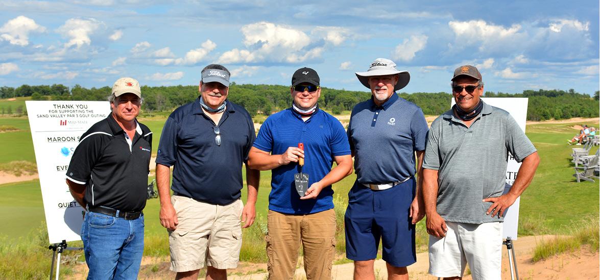 Team ERCO, winners of the Mid-State Foundation Sand Valley Golf Outing in Nekoosa on August 5. Pictured, from left, are Dean Kaetterhenry, Dan Paulsen, Josh Dhein, Mark Skibba and Shayne Frazier.