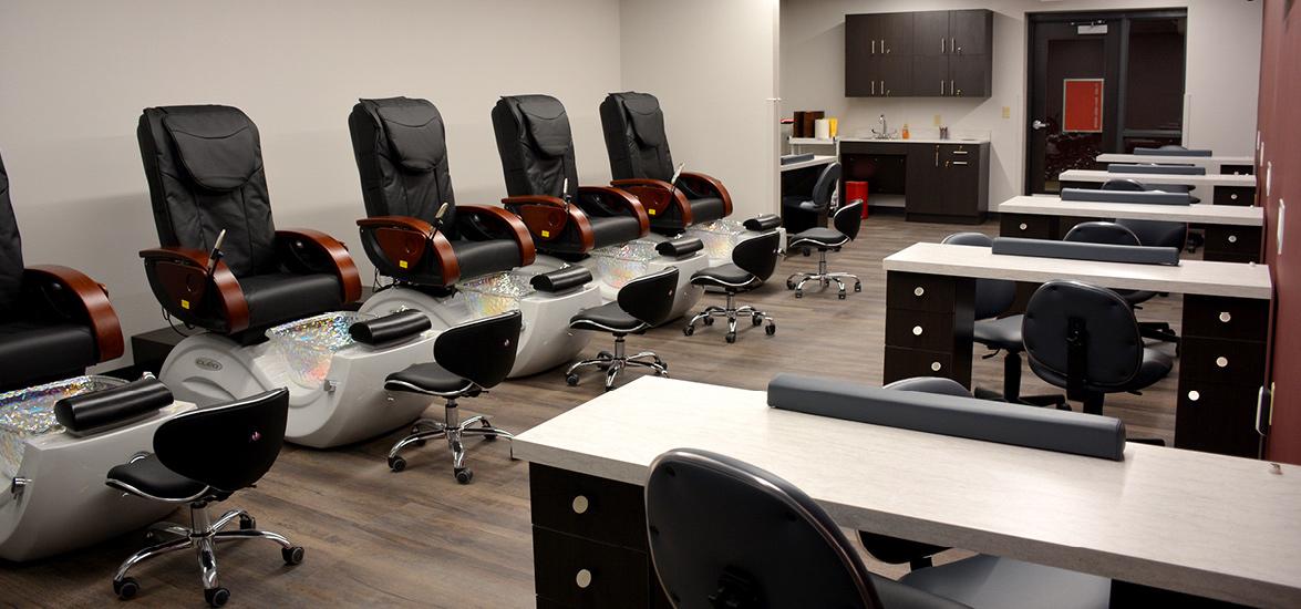 New manicure stations and pedicure thrones with reclining massage chairs are now available to clients in the remodeled Salon@Mid-State.