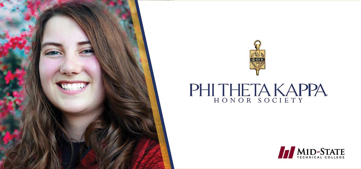Mid-State Technical College student Delaney Weiler, one of two Mid-State students recently awarded a significant scholarship thanks in part to their membership in the Phi Theta Kappa Honor Society. 