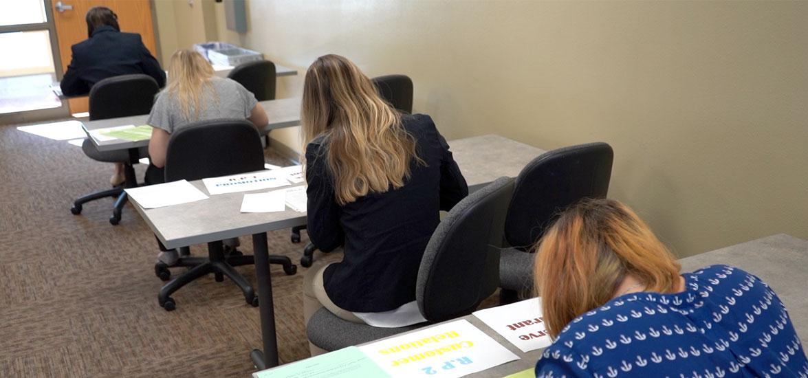 Area DECA students participate in the written component of the District 2 competition, held on the Wisconsin Rapids of Mid-State Technical College, Jan. 7.