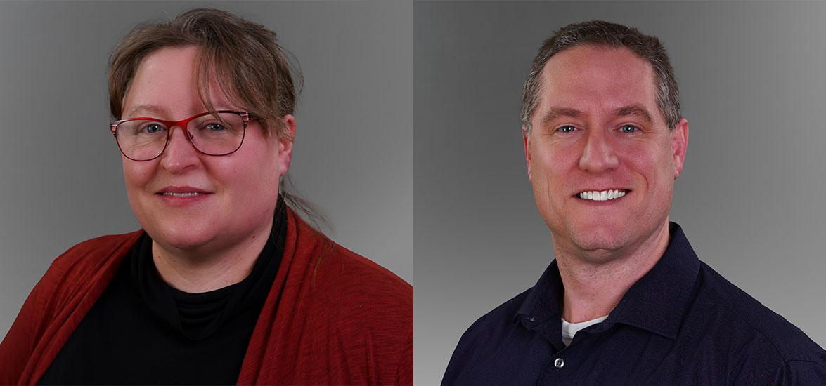 Side-by-side headshots of Kate Giblin and Brian DeWitt.