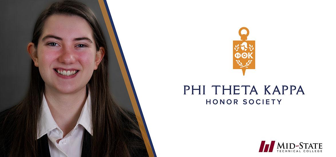Headshot of Delaney Weiler with the Phi Theta Kappa and Mid-State logos