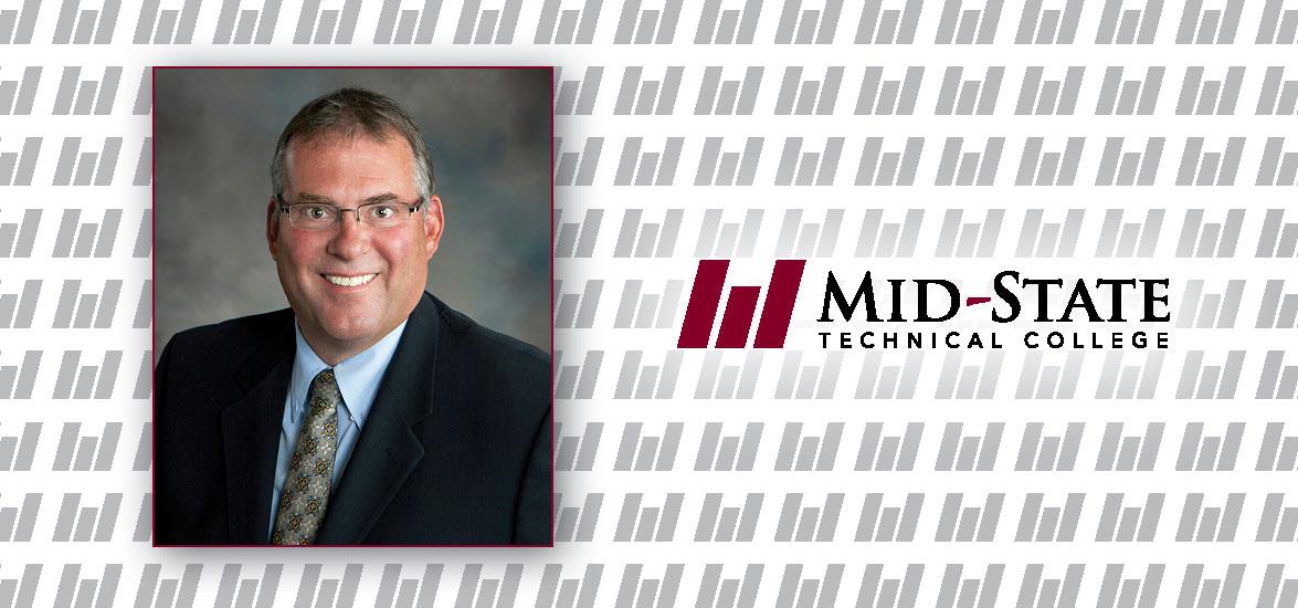 •	Headshot of Joe Kinsella, recipient of the 2022 Technical Education Champion Award, with the Mid-State Technical College logo.