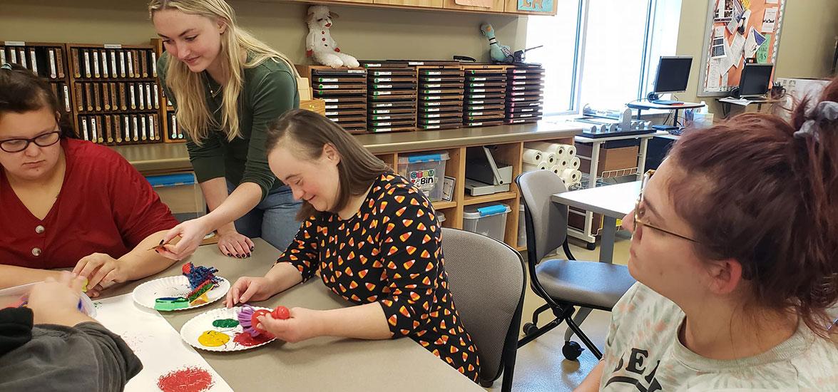Mid-State Early Childhood Education program students assist an ODC client in Mid-State’s fall inclusive Career Awareness series on the College’s Stevens Point Campus. Registration for the spring series is now open.
