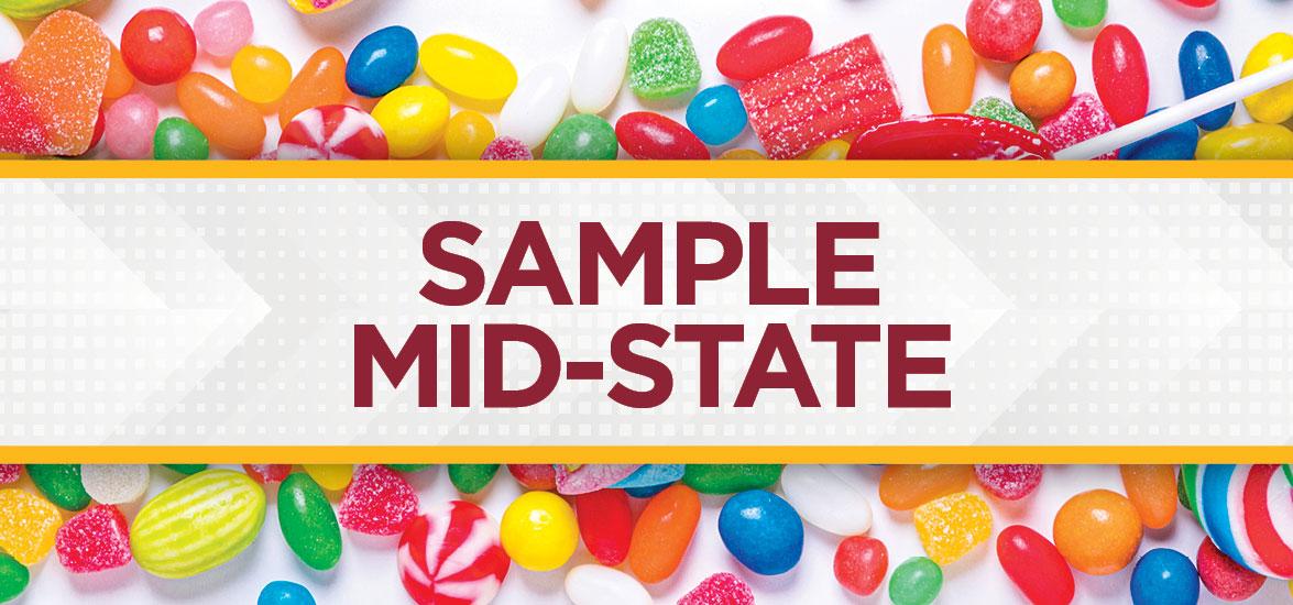 Sample Mid-State with assorted candy in the background.