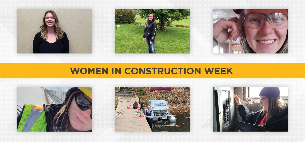 The six recent graduates and current students Mid-State is showcasing for Women in Construction Week. Top row, from left: Hailey Fisher, Emily Simonis and Cassie Fox. Bottom row, from left: Cadence Becker, Christina Ermis and Kristin Mertes.