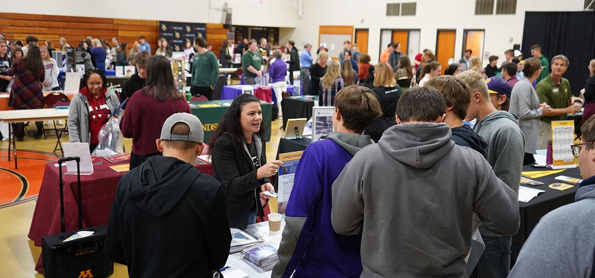Post-secondary resource representatives and attendees at the 2022 Wisconsin Education Fair on Mid-State Technical College’s Wisconsin Rapids Campus.
