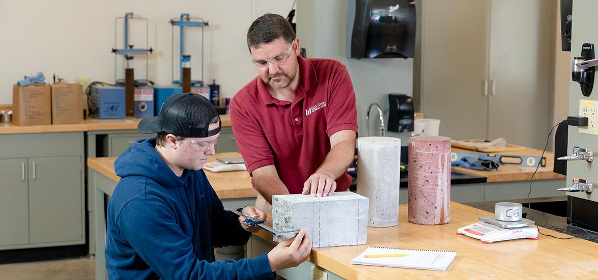 Mid-State Technical College Civil Engineering Technology-Highway Technician program student and instructor. Civil Engineering Technology-Highway Technician is one of the four programs eligible for the Bright Future Scholarships.