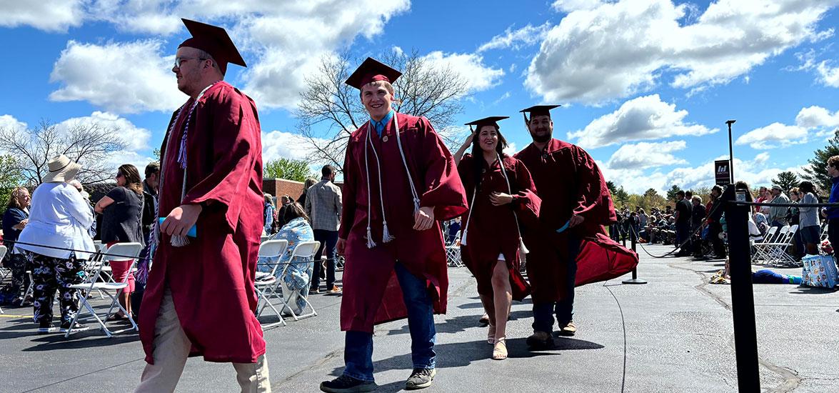 Mid-State Technical College class of 2024 graduates walking to their seats.