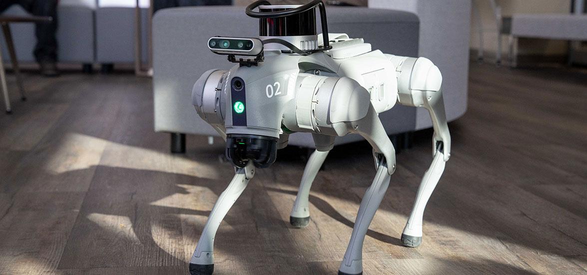 Mid-State's robotic dog, Bark Twain.