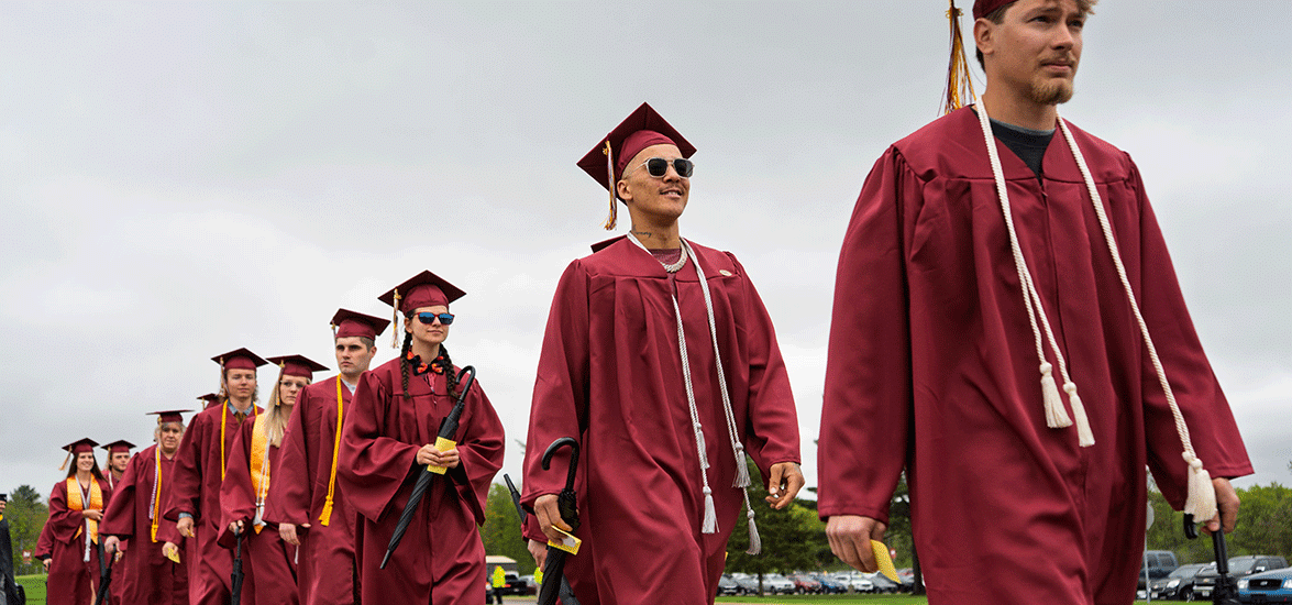 Mid-State Technical College graduates during the processional of the College’s spring 2025 commencement ceremony on the Wisconsin Rapids Campus. This year’s fall ceremony will be held on Saturday, Dec. 13. 